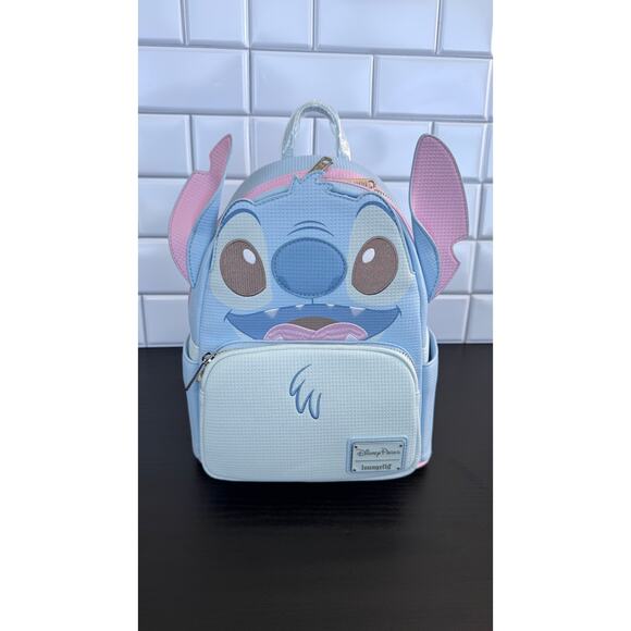 Loungefly Handbags - Disney Parks x Loungefly Stitch 626 Day Blue &Pink Waffle Texture Backpack NWT